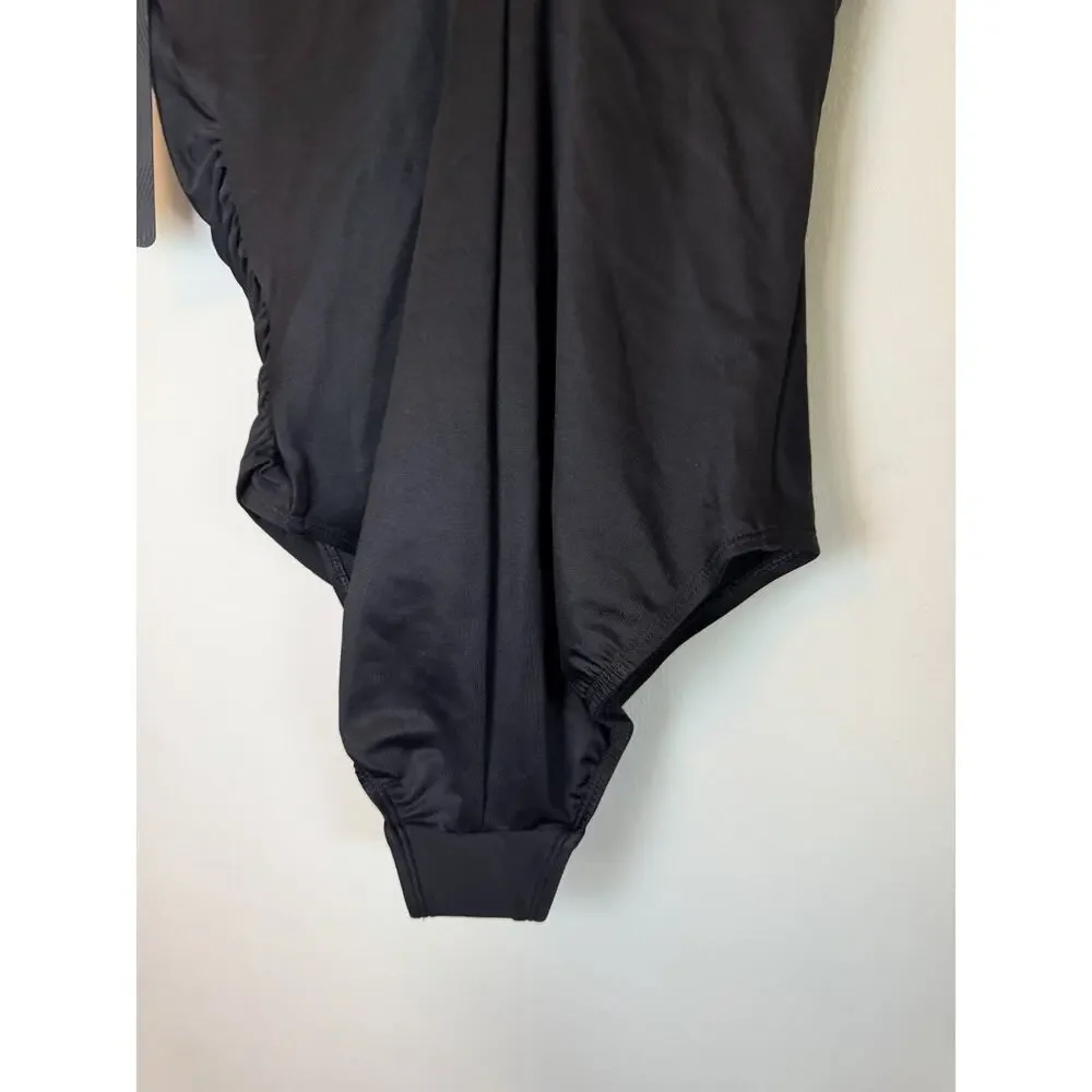New Miraclesuit Rock Solid Avra Underwire One-Piece Swimsuit Black 14 NWT $180